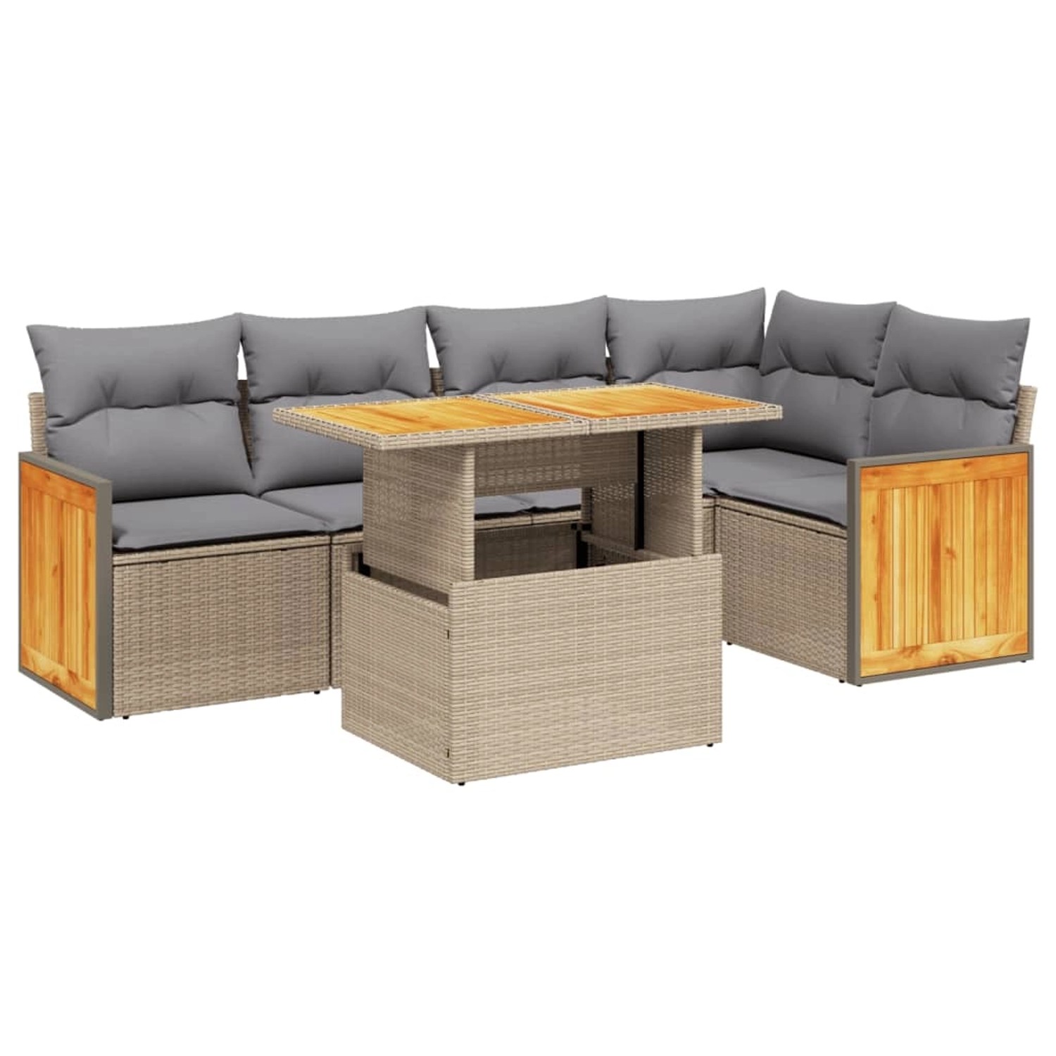 vidaXL 6-Tlg Garten-Sofagarnitur mit Kissen Beige Poly Rattan 3273950 günstig online kaufen