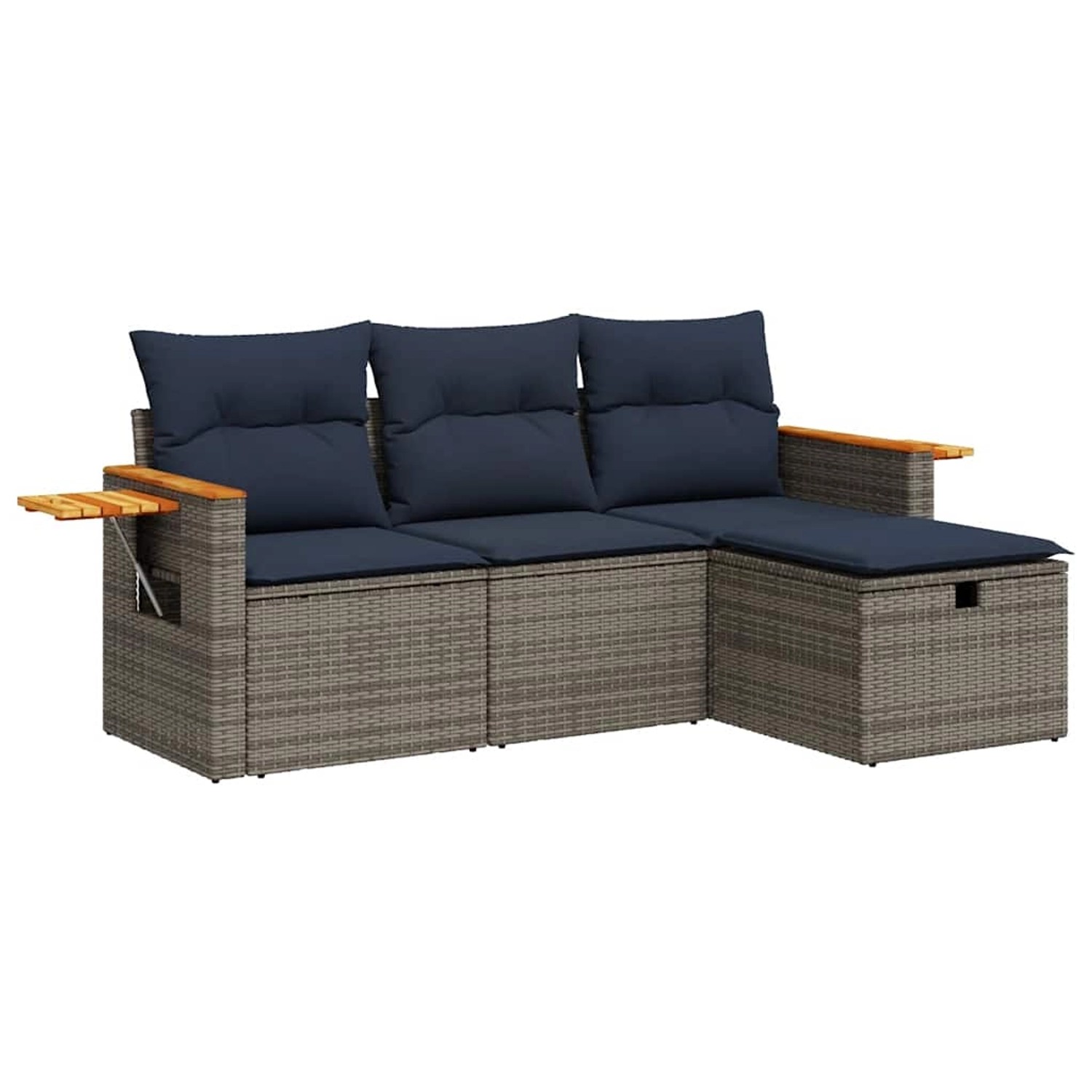 vidaXL 4-Tlg Garten-Sofagarnitur mit Kissen Grau Poly Rattan 3325953 günstig online kaufen