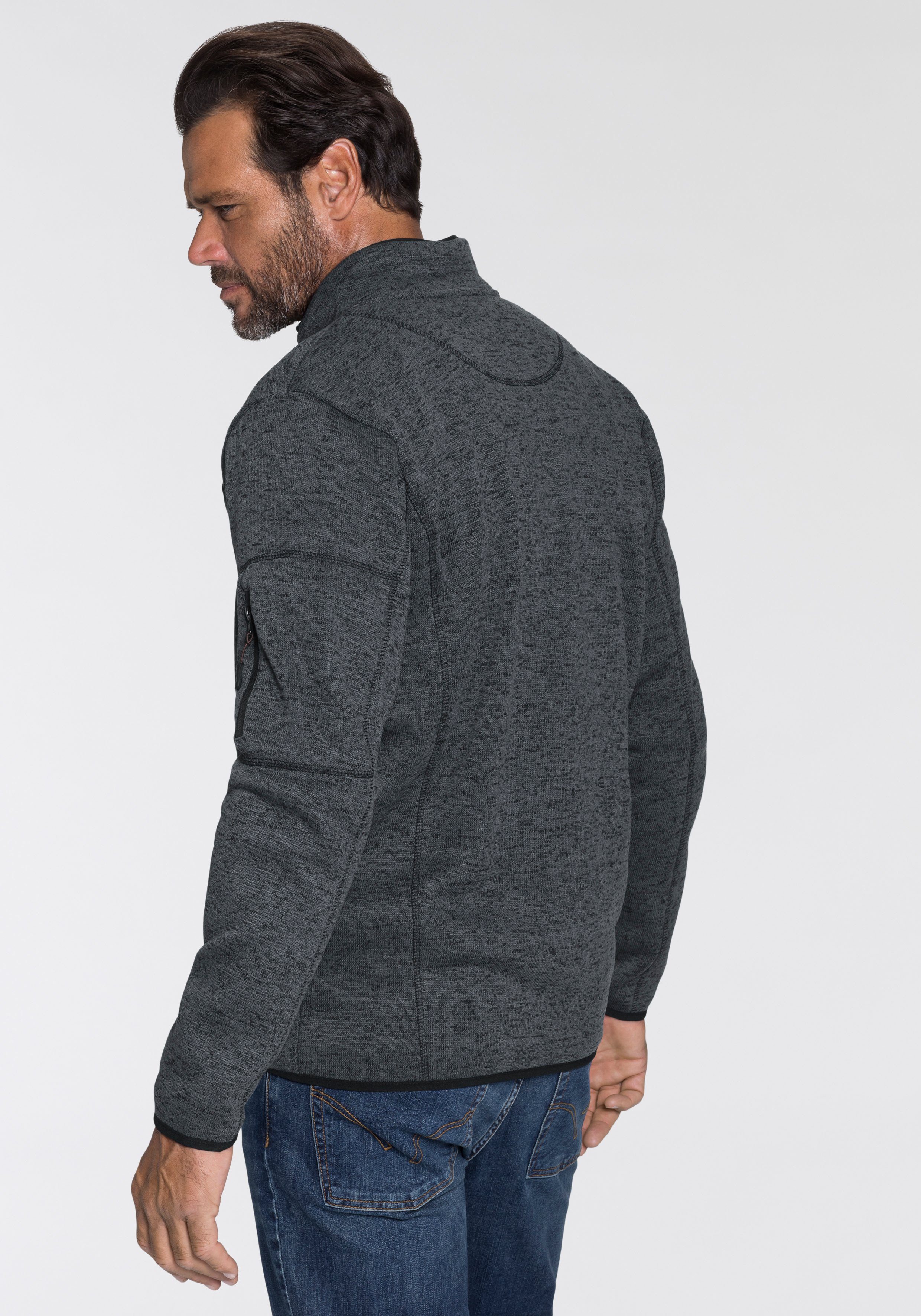 Mans World Strickfleecejacke, für die Übergangszeit, mit Reißverschlusstasc günstig online kaufen