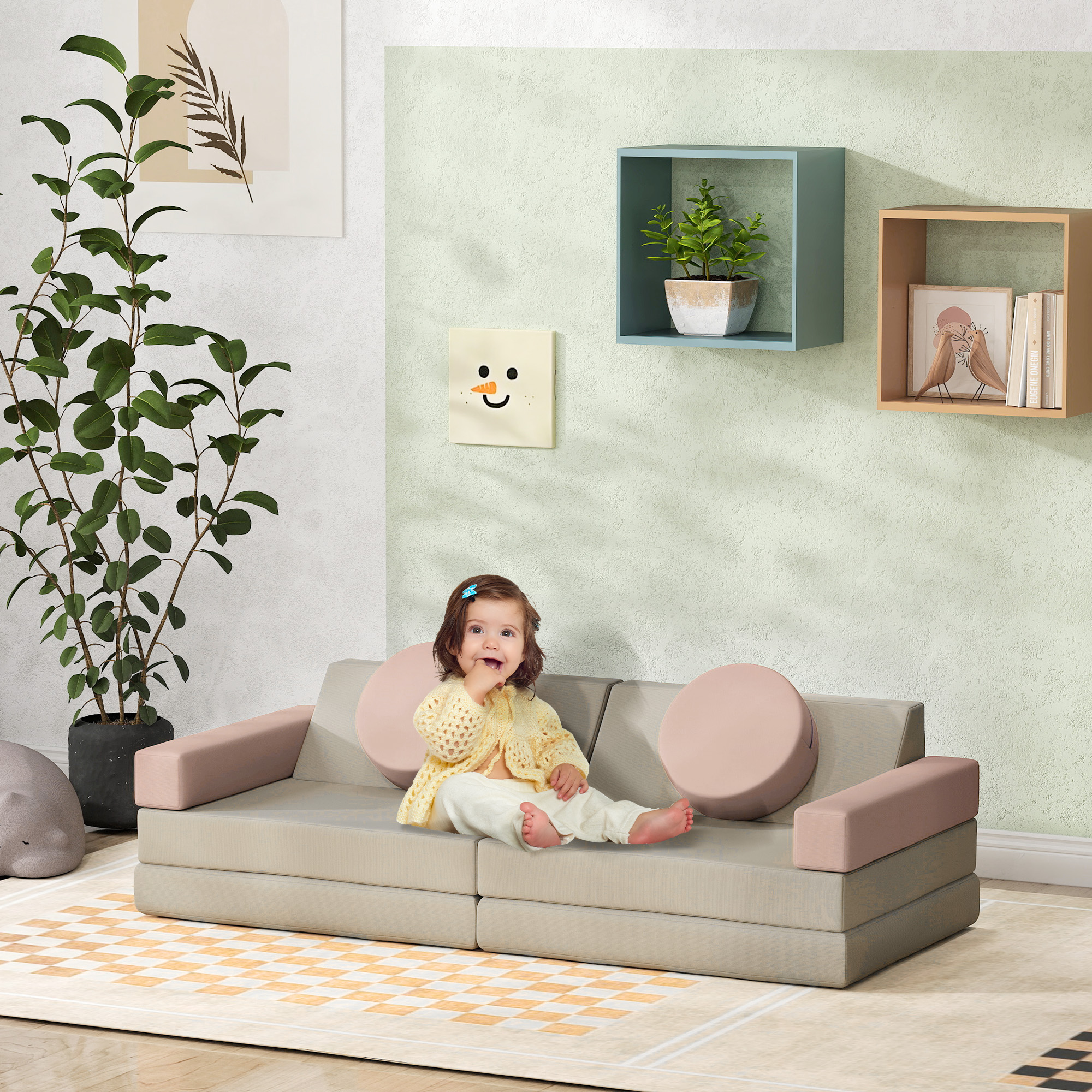 AIYAPLAY Kindersofa,12-Teilige Modulare Kindercouch aus Schaumstoff, Softba günstig online kaufen