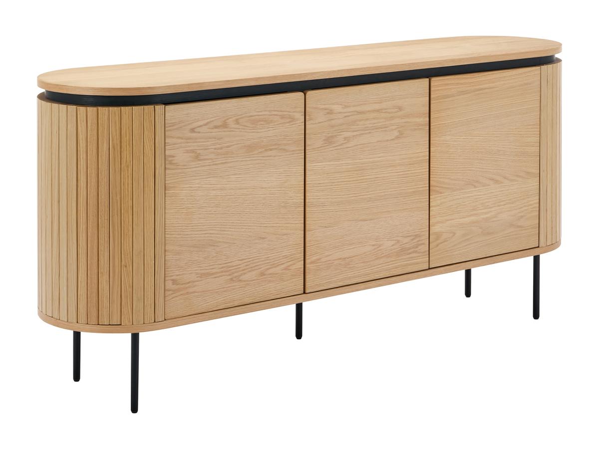 Sideboard mit 3 Türen - Eichenfurnier & Metall - Holzfarben hell & Schwarz günstig online kaufen