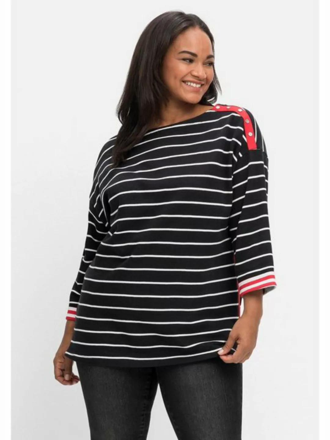 Sheego Sweatshirt Große Größen mit Ringeln und Kontrastdetails günstig online kaufen
