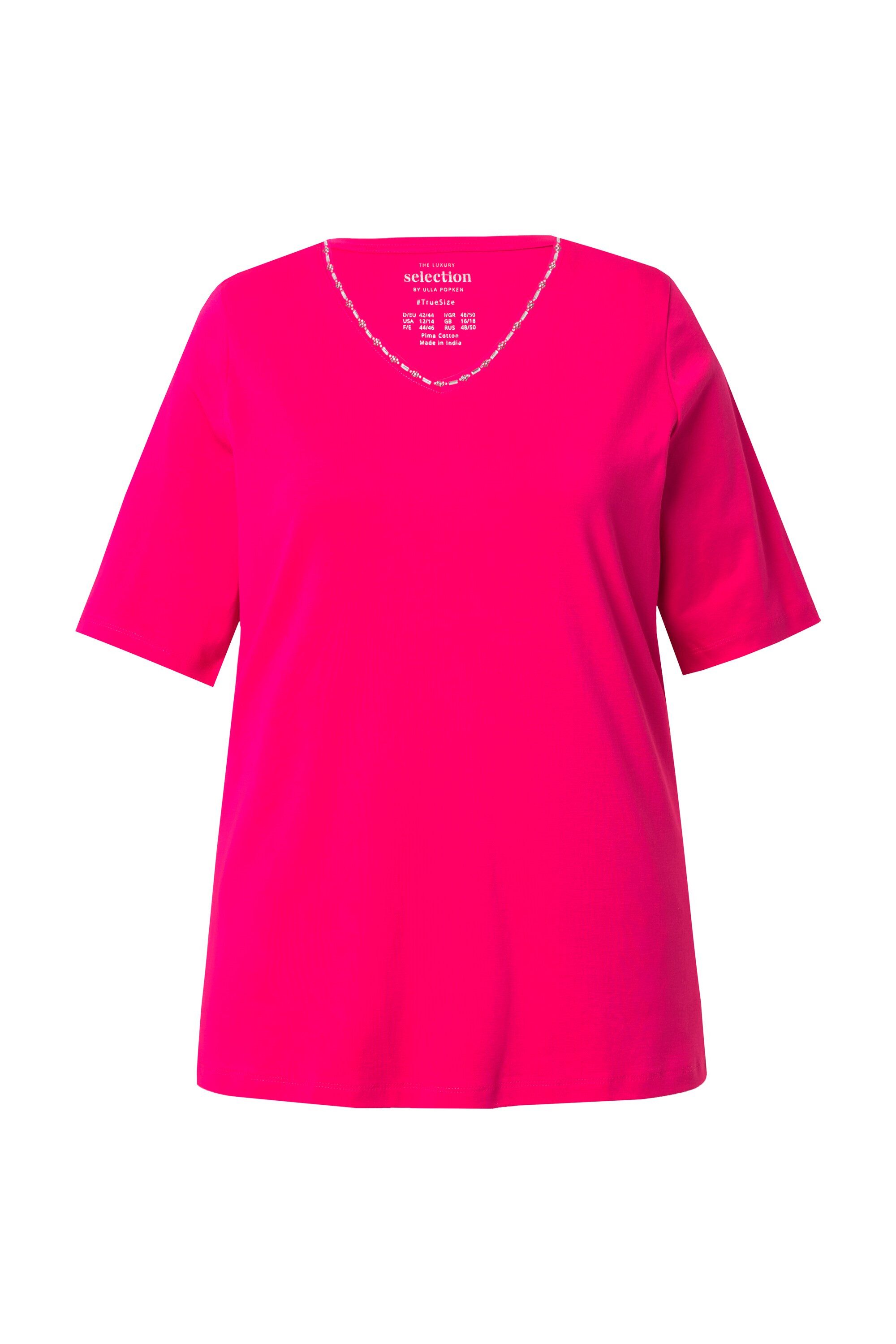 Ulla Popken T-Shirt T-Shirt A-Linie V-Ausschnitt günstig online kaufen