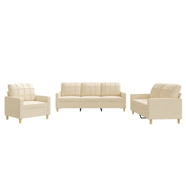 vidaXL Sofa Sofagarnitur mit Kissen Stoff, Standard, Creme günstig online kaufen