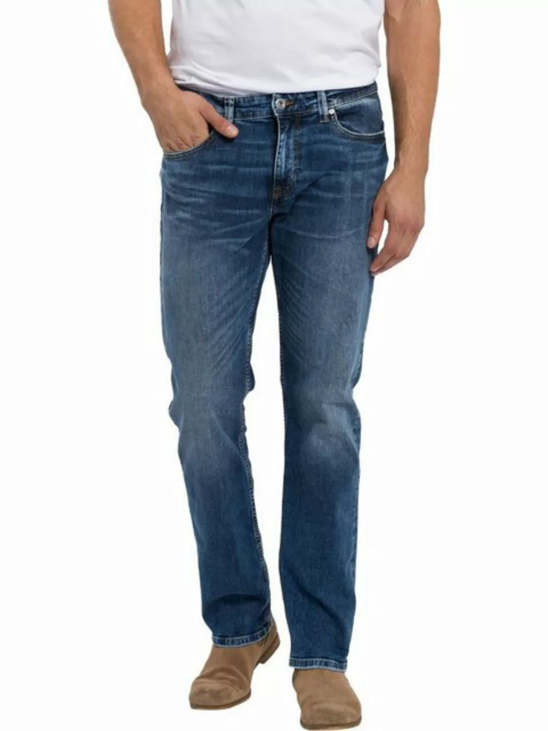 Cross Jeans Herren Jeans Dylan - Regular Fit - Blau - Mid Blue Used günstig online kaufen