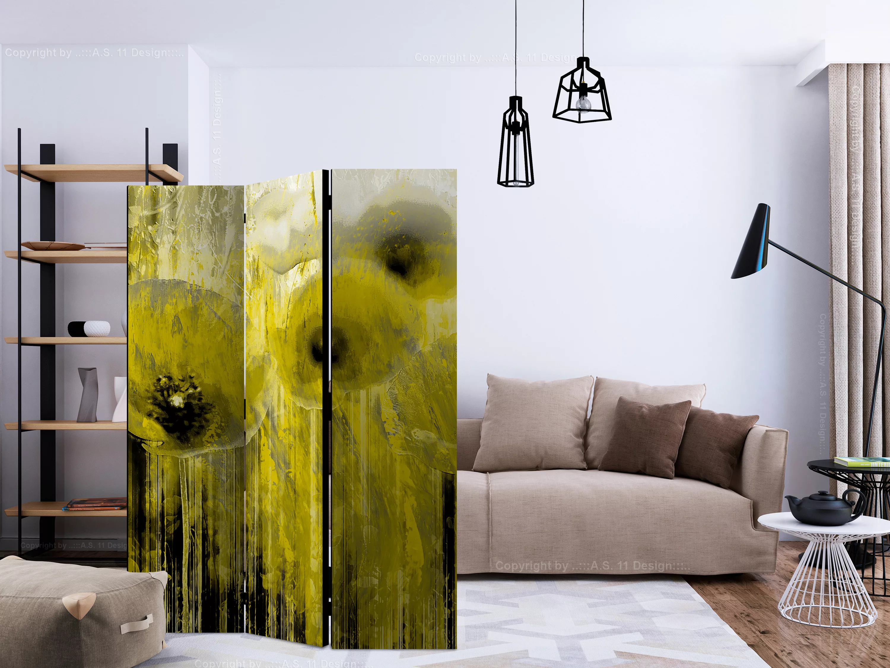 3-teiliges Paravent - Yellow Madness [room Dividers] günstig online kaufen