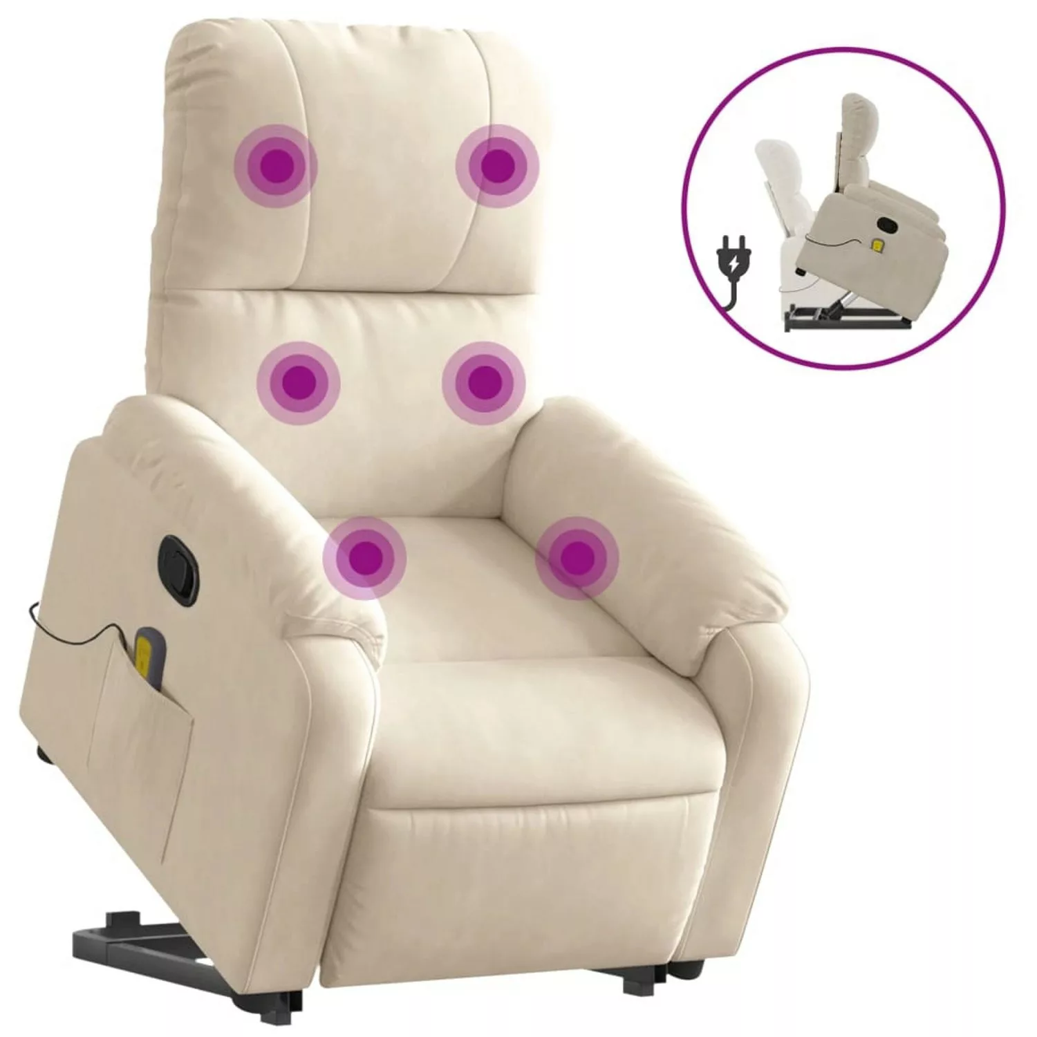 vidaXL Massagesessel mit Aufstehhilfe Beige Mikrofasergewebe günstig online kaufen