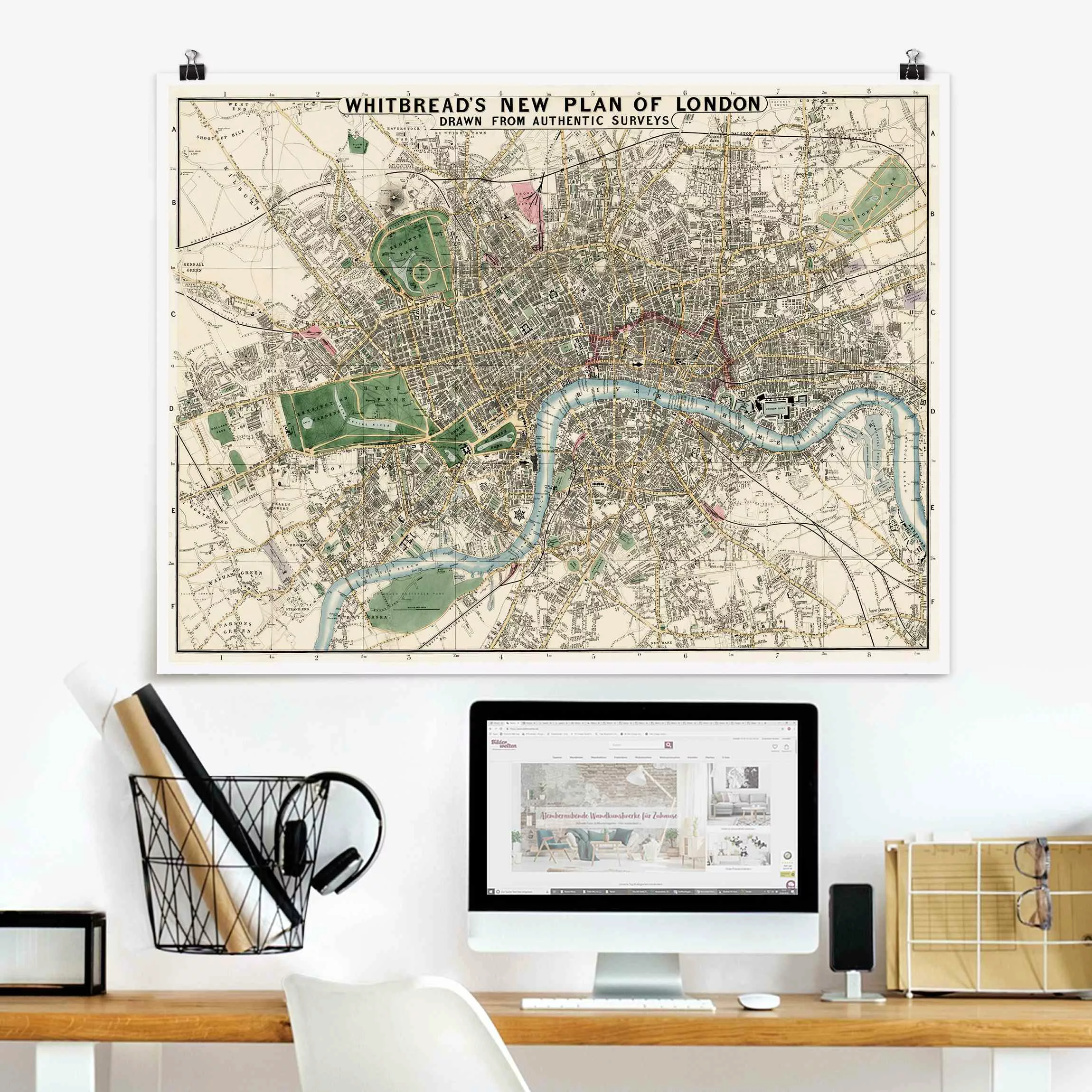 Poster Vintage Stadtplan London günstig online kaufen