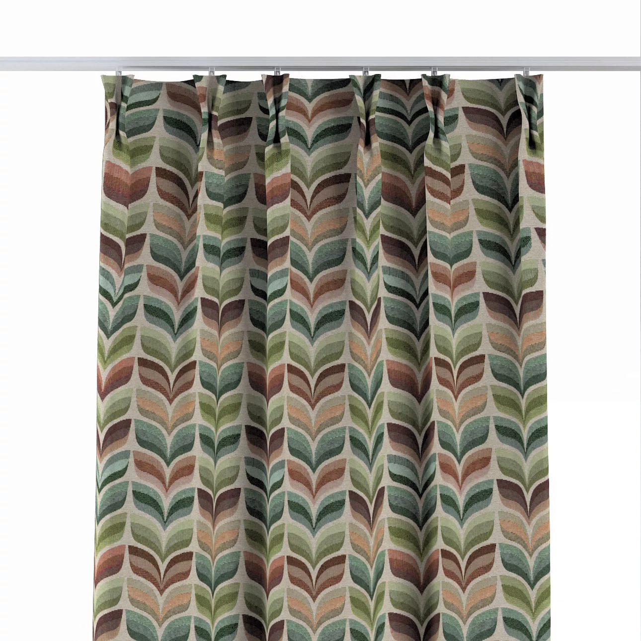 Vorhang mit flämischen 2-er Falten, grün- beige, Intenso Premium (144-17) günstig online kaufen