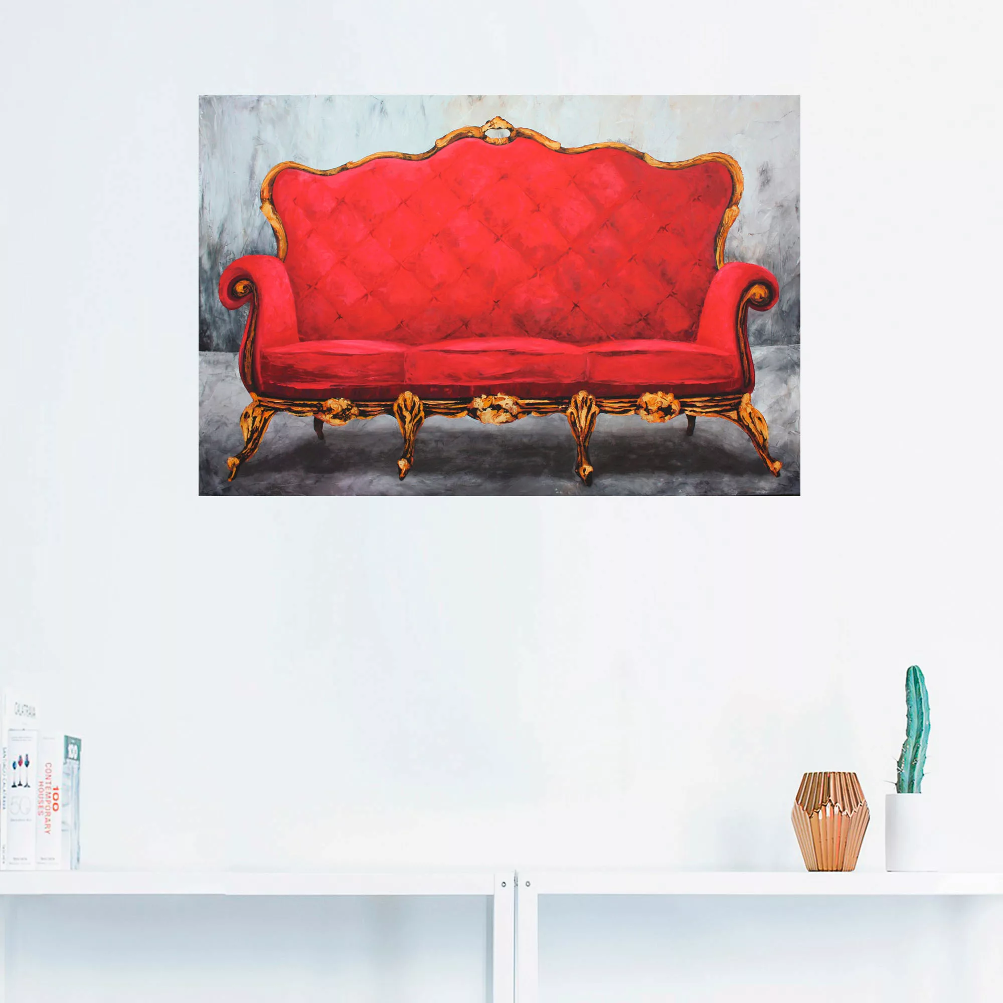 Artland Wandfolie "Rotes Sofa", Innenarchitektur, (1 St.), selbstklebend günstig online kaufen
