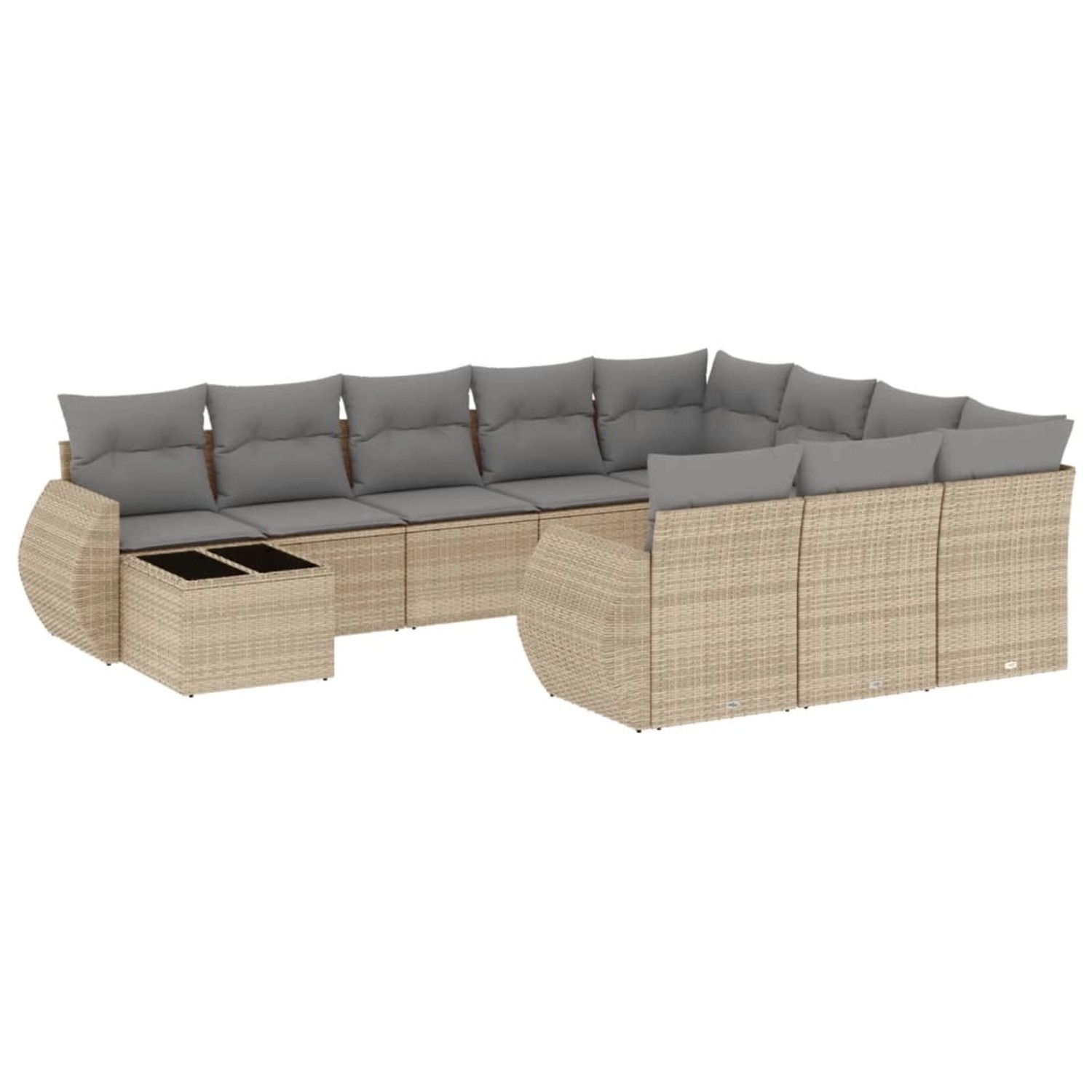 vidaXL 11-Tlg Garten-Sofagarnitur mit Kissen Beige Poly Rattan 3254266 günstig online kaufen