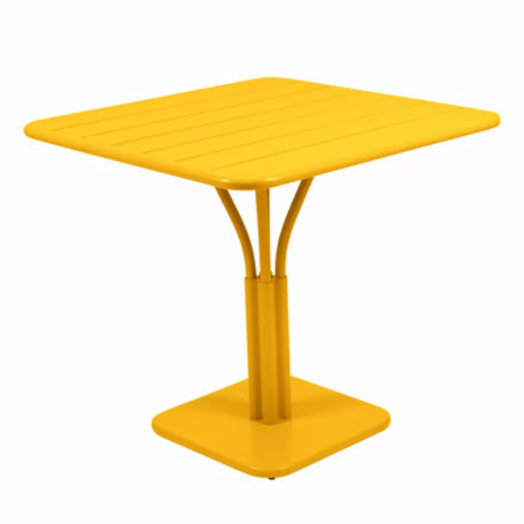 quadratischer Tisch Luxembourg metall gelb / 80 x 80 cm - Standfuß - Fermob günstig online kaufen
