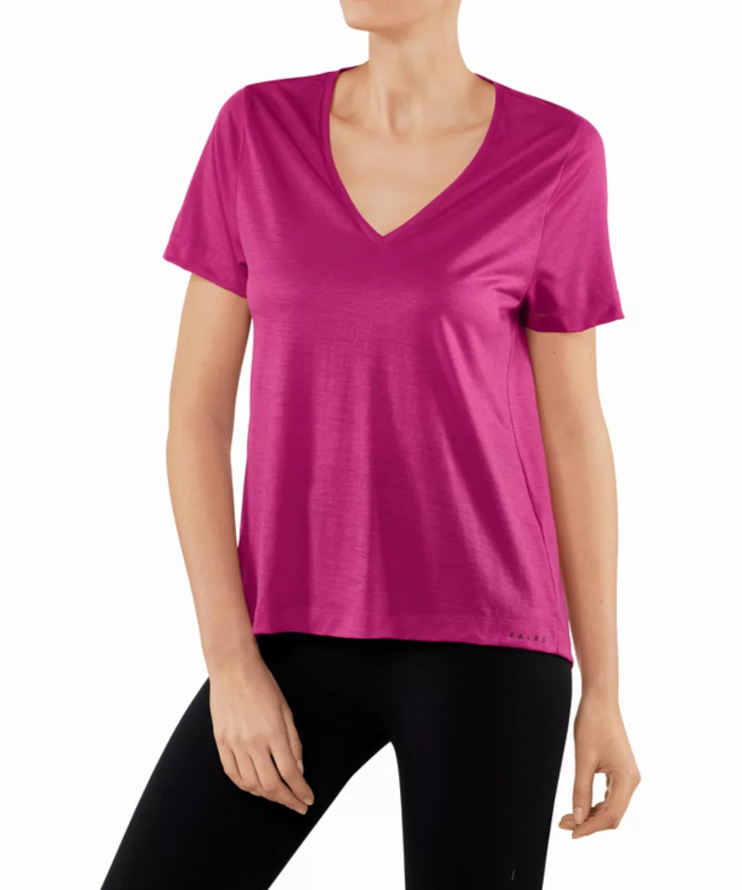 FALKE Natural Damen T-Shirt V-Ausschnitt, XXL, Pink, Schurwolle, 37930-8284 günstig online kaufen