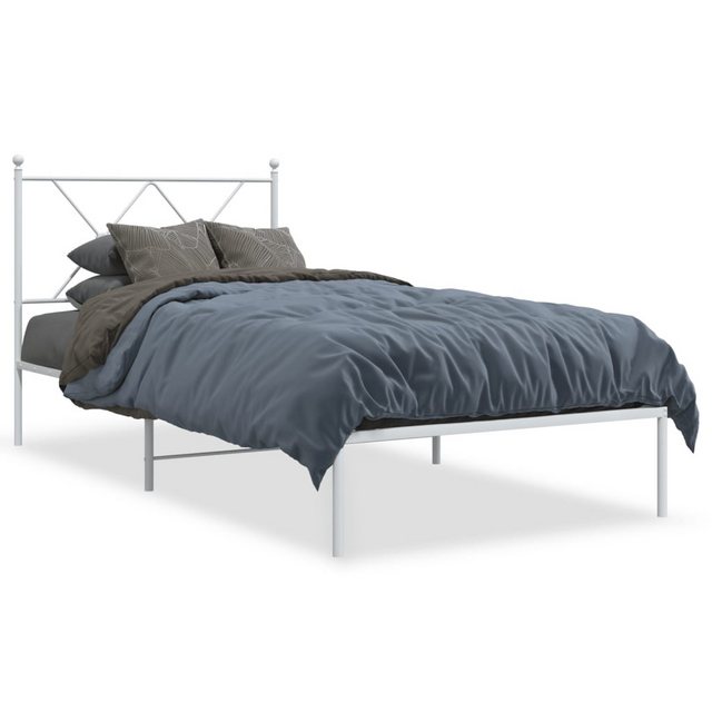 vidaXL Bettgestell, Bettrahmen mit Kopfteil Metall Weiß 90x190 cm günstig online kaufen