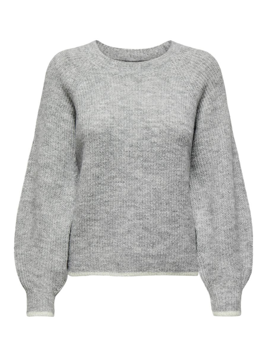 ONLY Einfarbiger Strickpullover Damen Grau günstig online kaufen