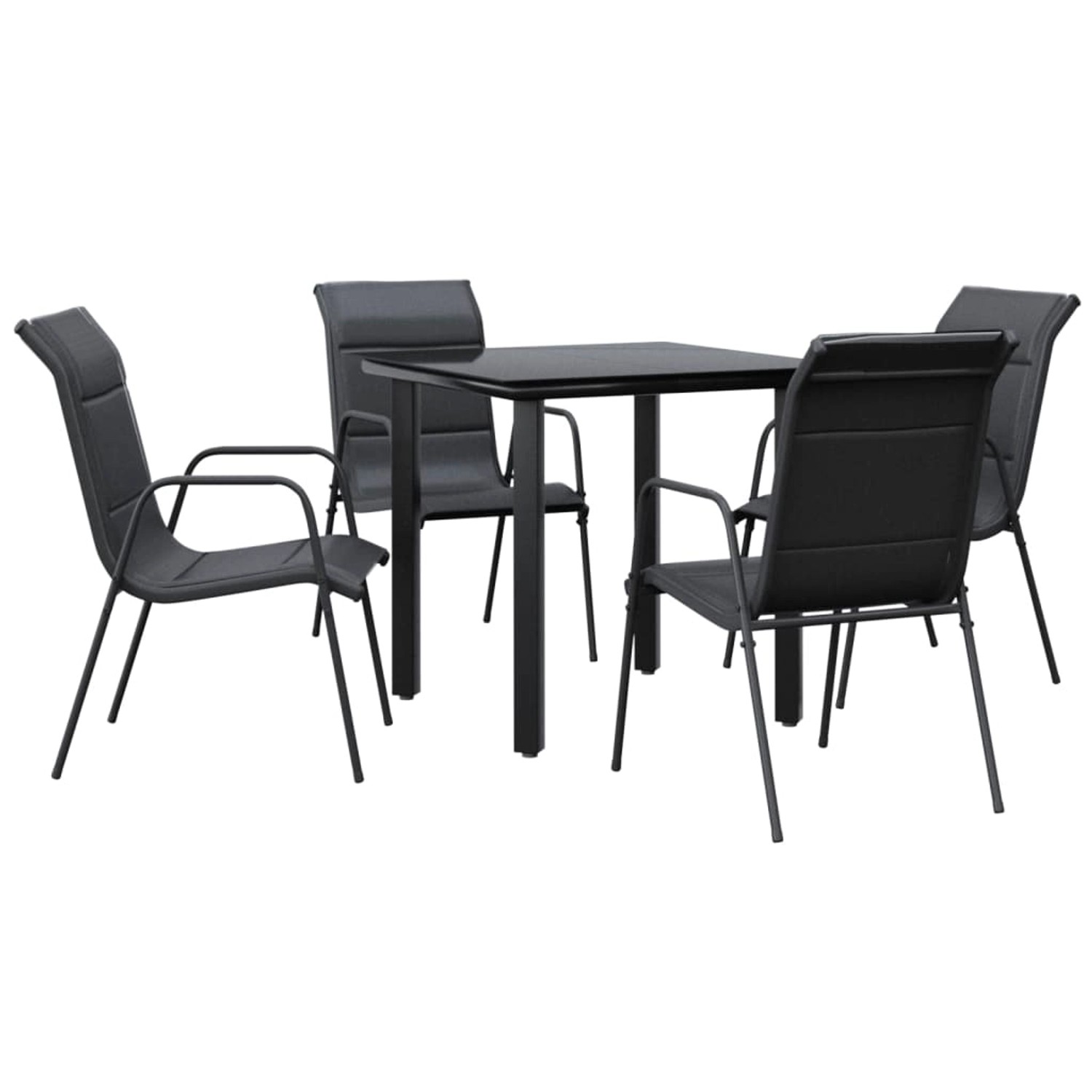 vidaXL 5-Tlg Garten-Essgruppe Schwarz Stahl und Textilene 3200711 günstig online kaufen