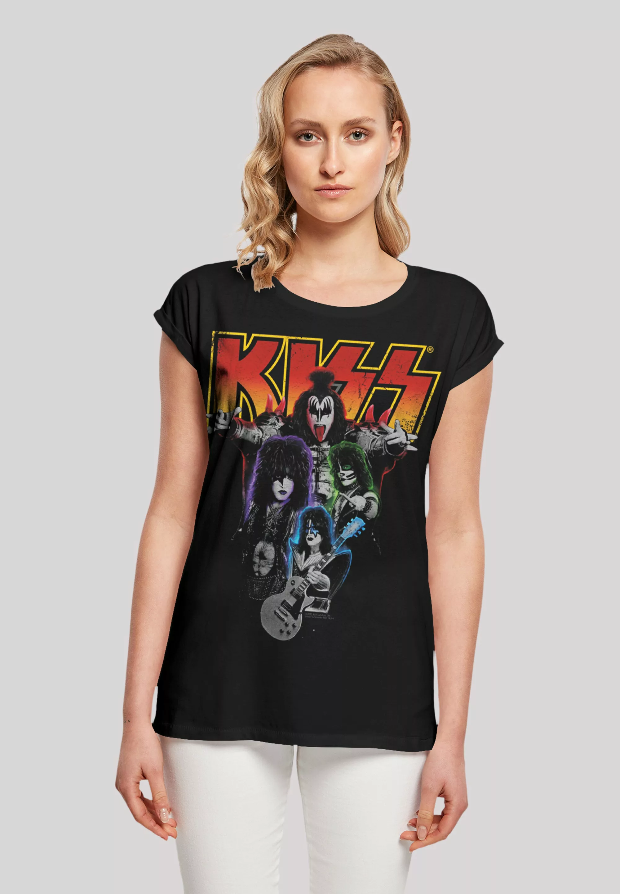 F4NT4STIC T-Shirt "Kiss Rock Band Neon", Premium Qualität, Musik, By Rock O günstig online kaufen