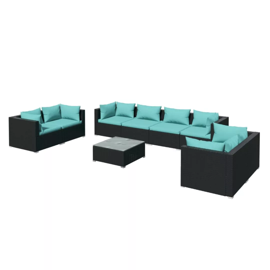 Vidaxl 9-tlg. Garten-lounge-set Mit Kissen Poly Rattan Schwarz günstig online kaufen