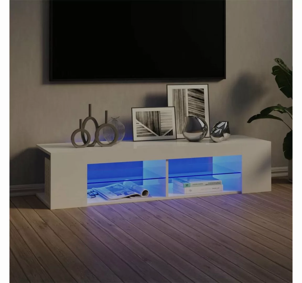 vidaXL TV-Schrank TV-Schrank mit LED Leuchten Hochglanz-Weiß 135x39x30 cm L günstig online kaufen