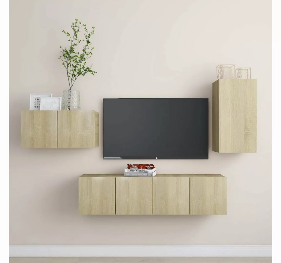 furnicato TV-Schrank 4-tlg. TV-Schrank-Set Sonoma-Eiche Holzwerkstoff günstig online kaufen