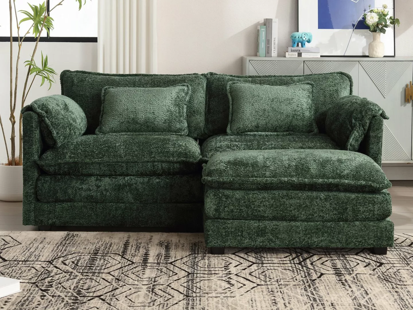 KLAM HOME Sofa Loungesofa Modernes 2-Sitzer-Sofa mit Fußstütze 2 Kissen & S günstig online kaufen