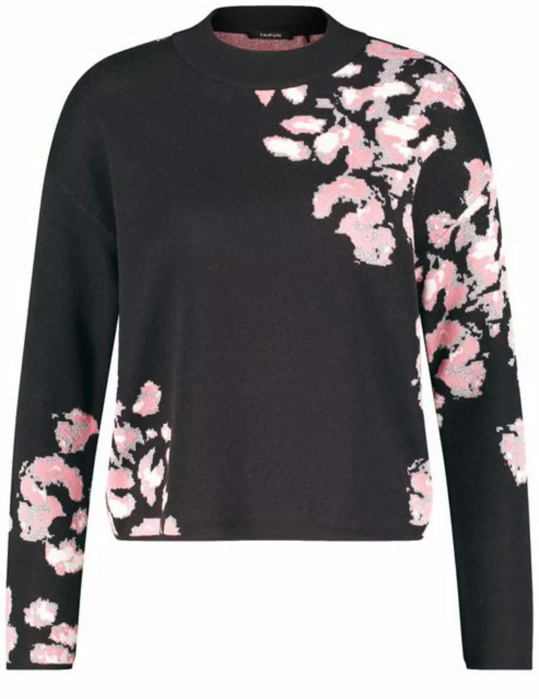 Taifun Rundhalspullover Pullover mit platziertem Floral-Jacquard günstig online kaufen