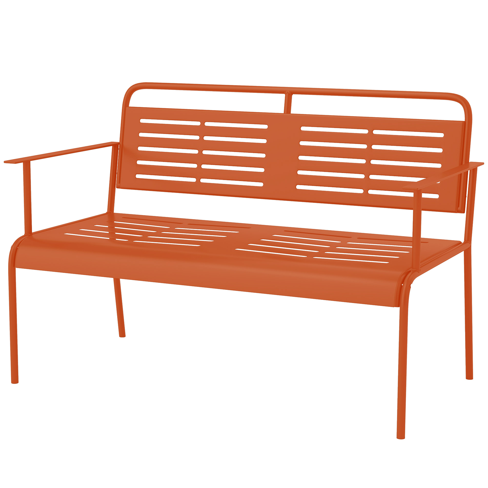 Outsunny Gartenbank 2-Sitzer Gartenbank im Freien aus Stahl mit Armlehnen u günstig online kaufen