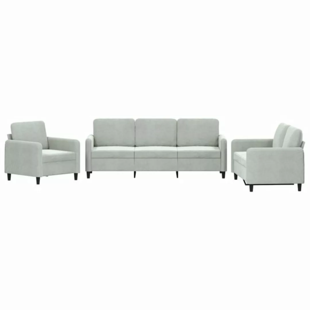 vidaXL Sofa 3-tlg. Sofagarnitur Hellgrau Samt günstig online kaufen