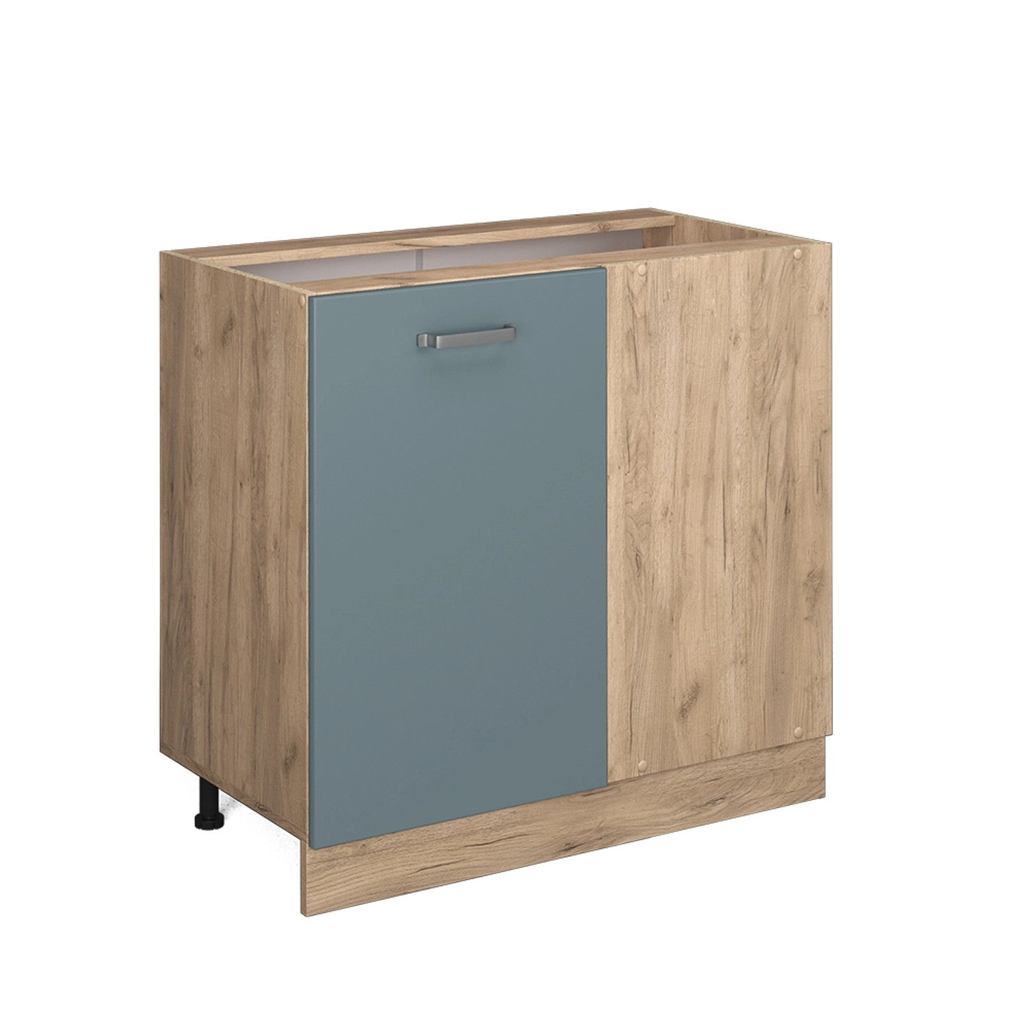 Vicco Eckunterschrank R-Line Blau-Grau/Goldkraft Eiche 86 cm AP Eiche günstig online kaufen