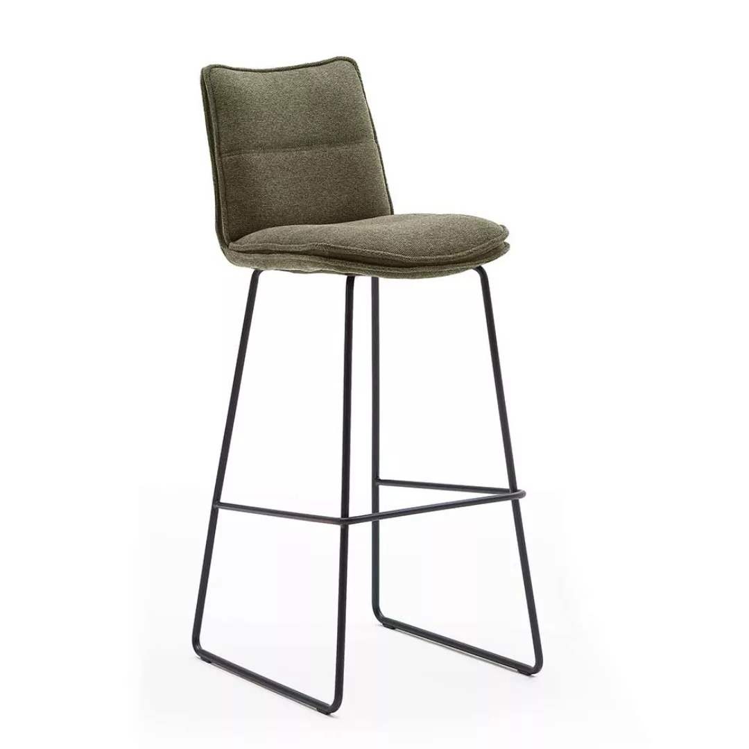 Drehbare Barstühle in Olivgrün Chenillegewebe Loft Design (2er Set) günstig online kaufen