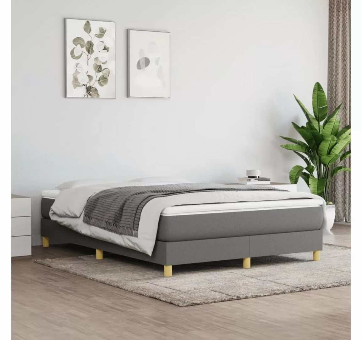 furnicato Bett Boxspringbett mit Matratze Dunkelgrau 140x190 cm Stoff günstig online kaufen