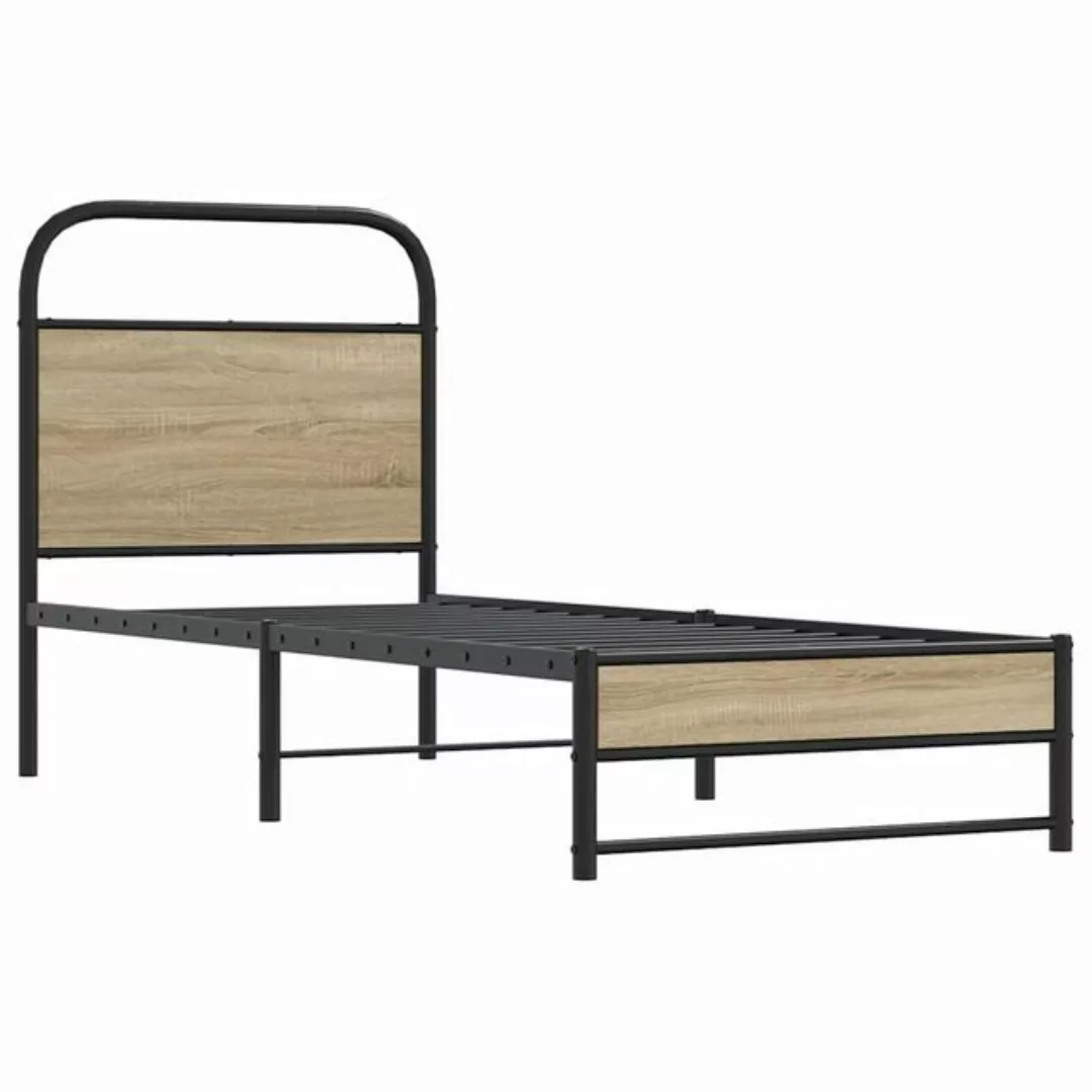 vidaXL Bett Bettgestell ohne Matratze 80x200 cm Räuchereiche Holzwerkstoff günstig online kaufen