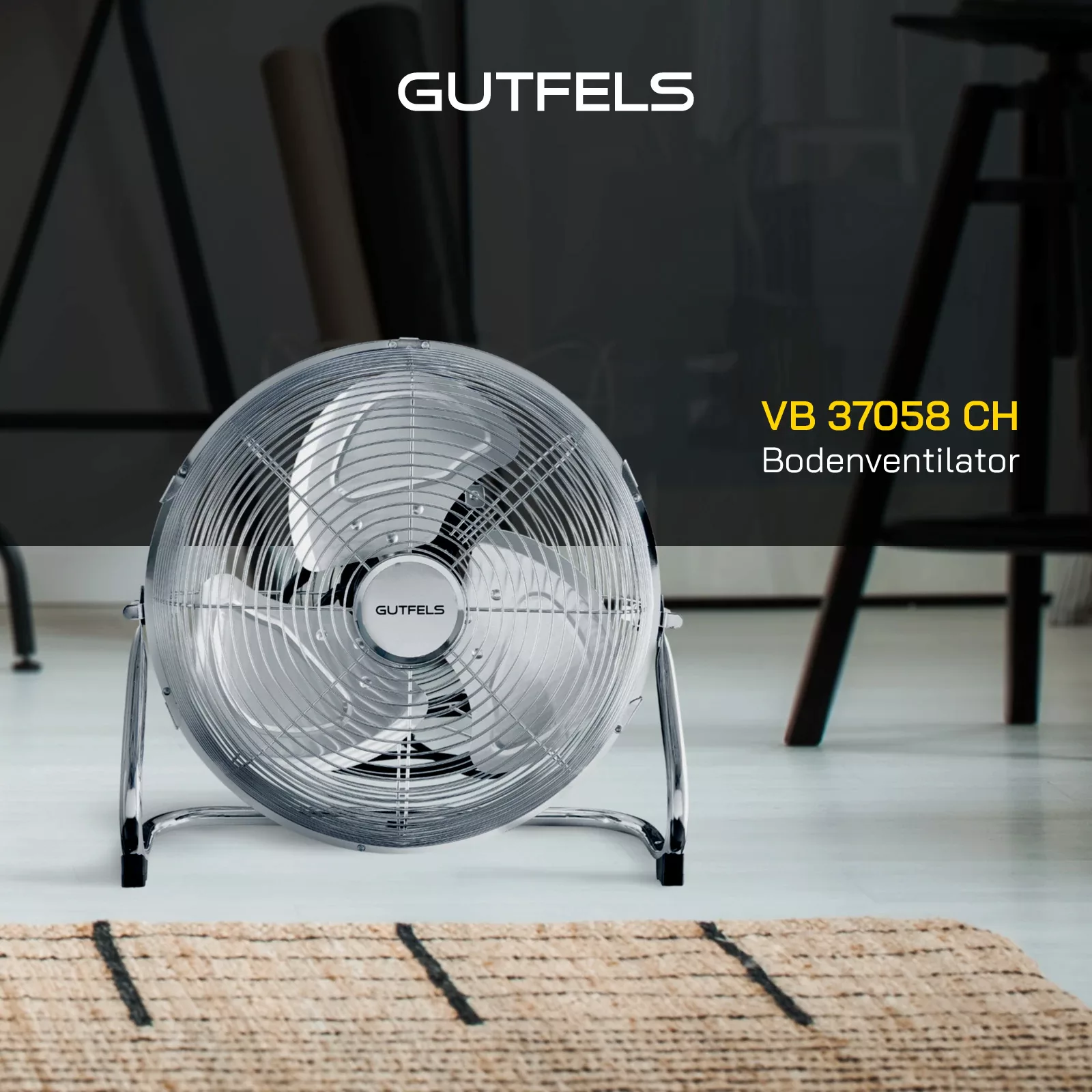 Gutfels Bodenventilator »VB 37058 ch«, Ø 35 cm, Vollmetall, 70 W Leistung, günstig online kaufen