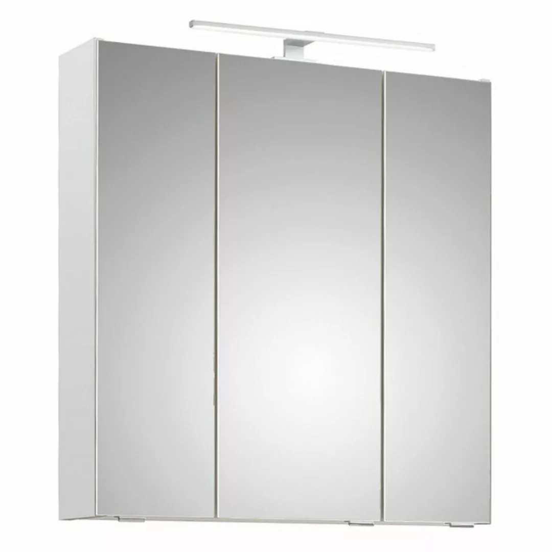 Badezimmer Spiegelschrank, 65cm breit, mit Aufsatzleuchte in Weiß Glanz QUE günstig online kaufen