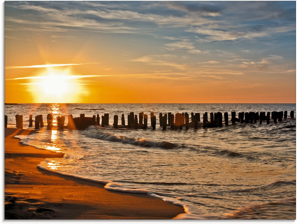 Artland Glasbild "Schöner Sonnenuntergang am Strand", Strand, (1 St.), in v günstig online kaufen