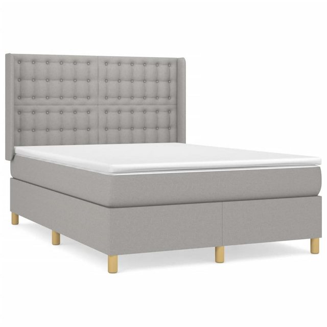 vidaXL Bettgestell Boxspringbett mit Matratze Hellgrau 140x190 cm Stoff Bet günstig online kaufen