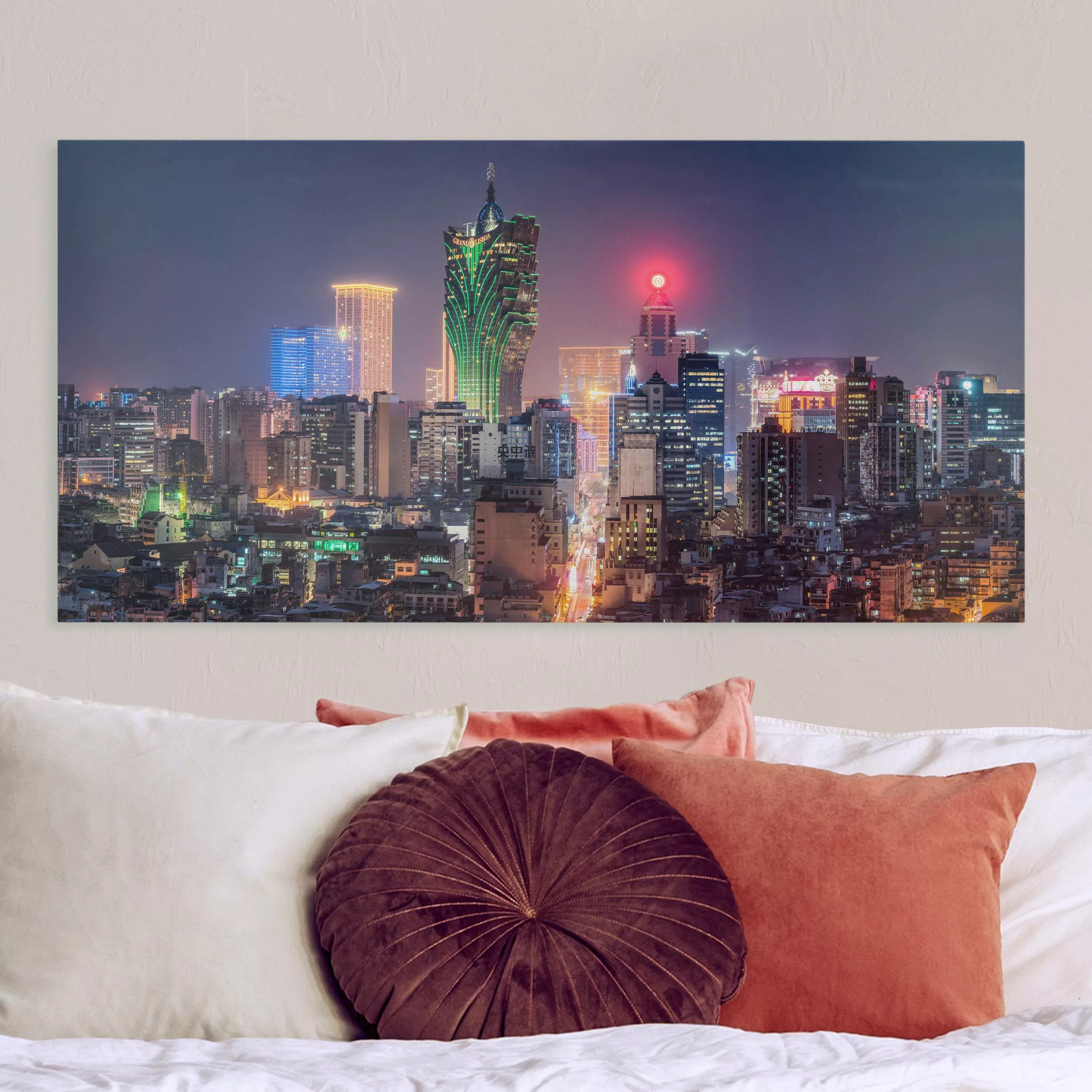 Leinwandbild Nachtlichter von Macau günstig online kaufen