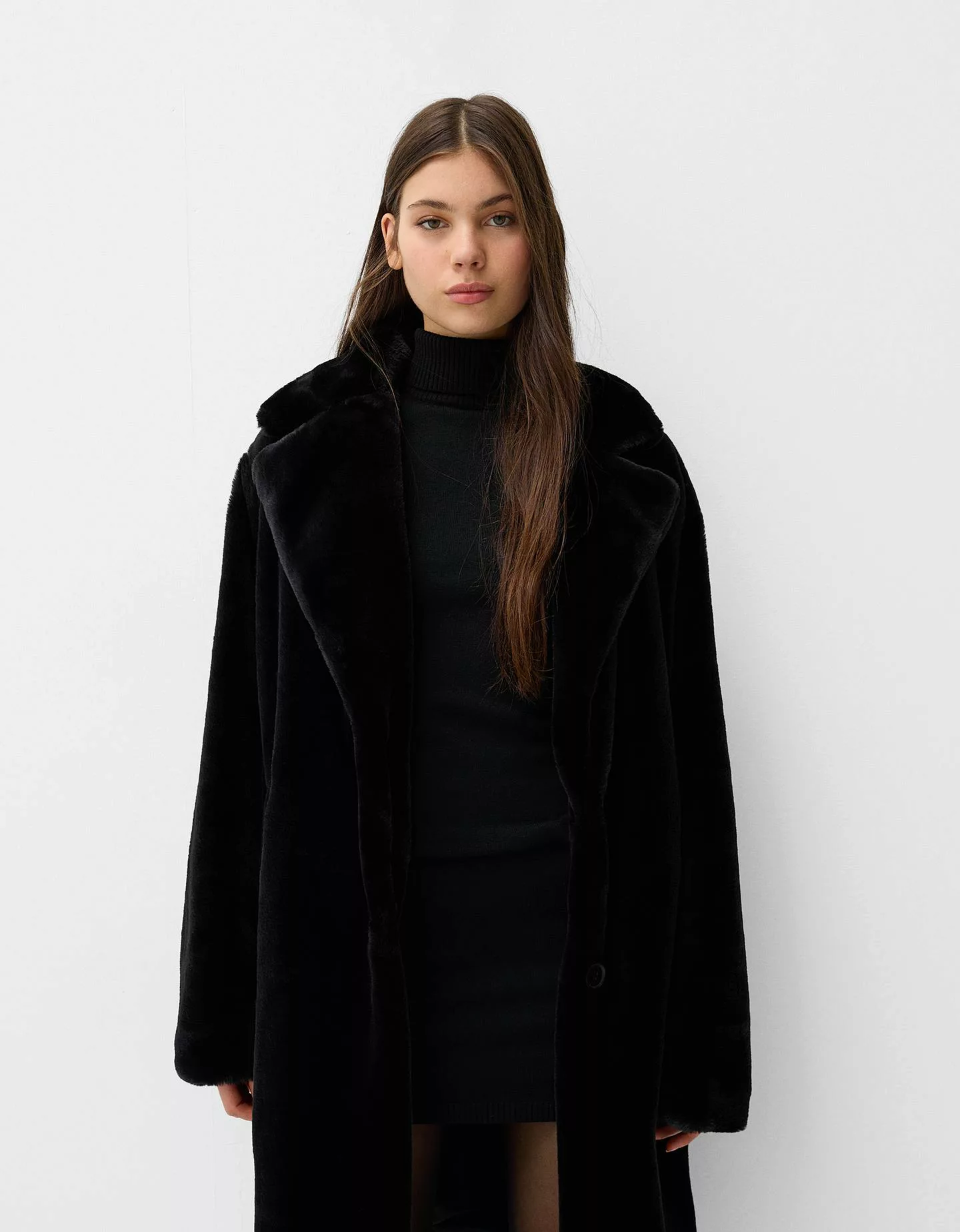 Bershka Fellmantel Damen Xs Schwarz günstig online kaufen