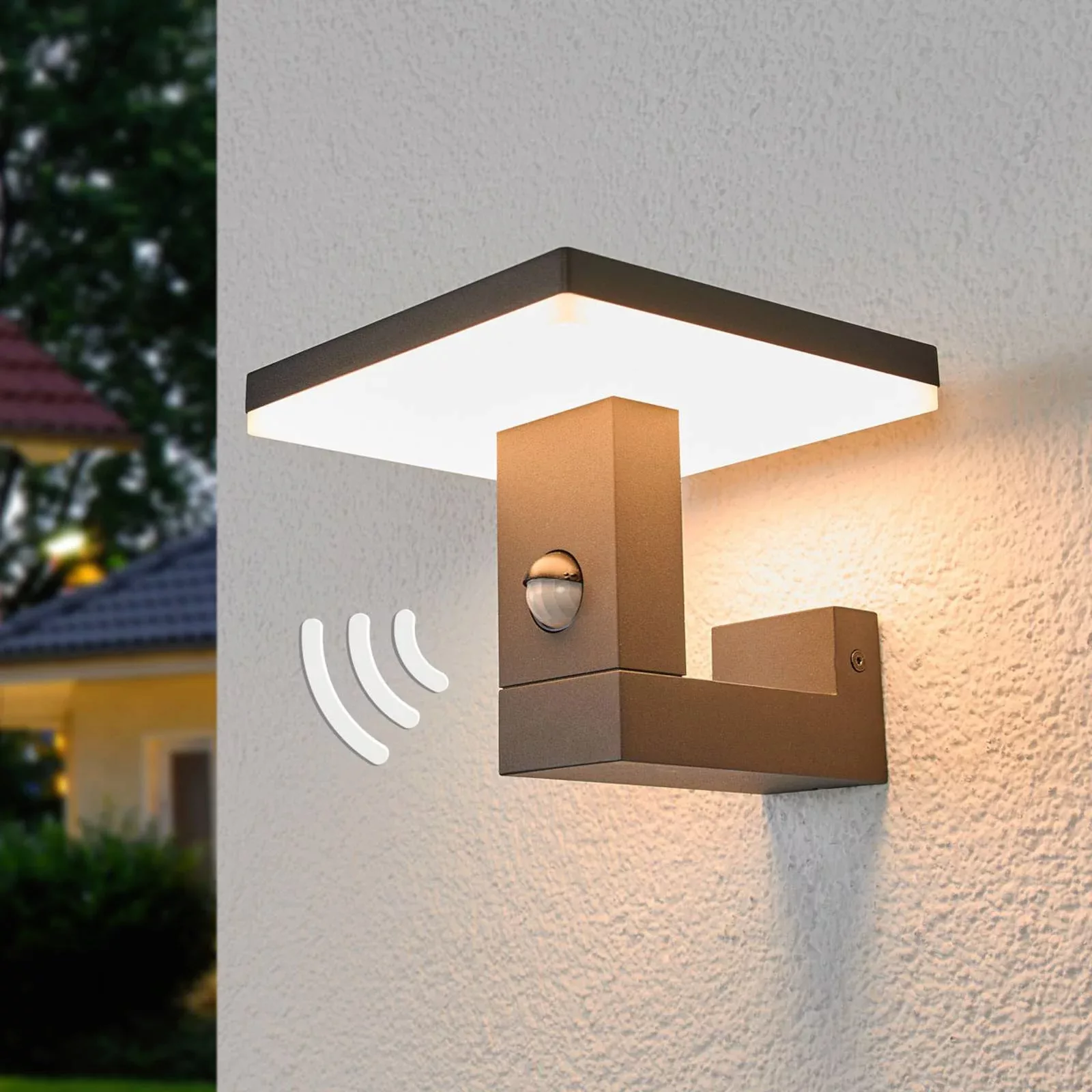 Lucande LED-Außenwandleuchte Olesia, Sensor, 15 cm, IP54 günstig online kaufen