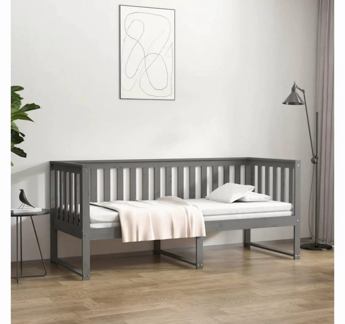 furnicato Bett Tagesbett Grau 80x200 cm Massivholz Kiefer günstig online kaufen