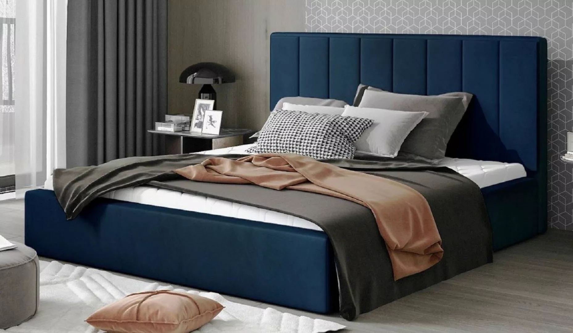 Casa Padrino Bett Casa Padrino Luxus Doppelbett mit Matratze Blau - Verschi günstig online kaufen