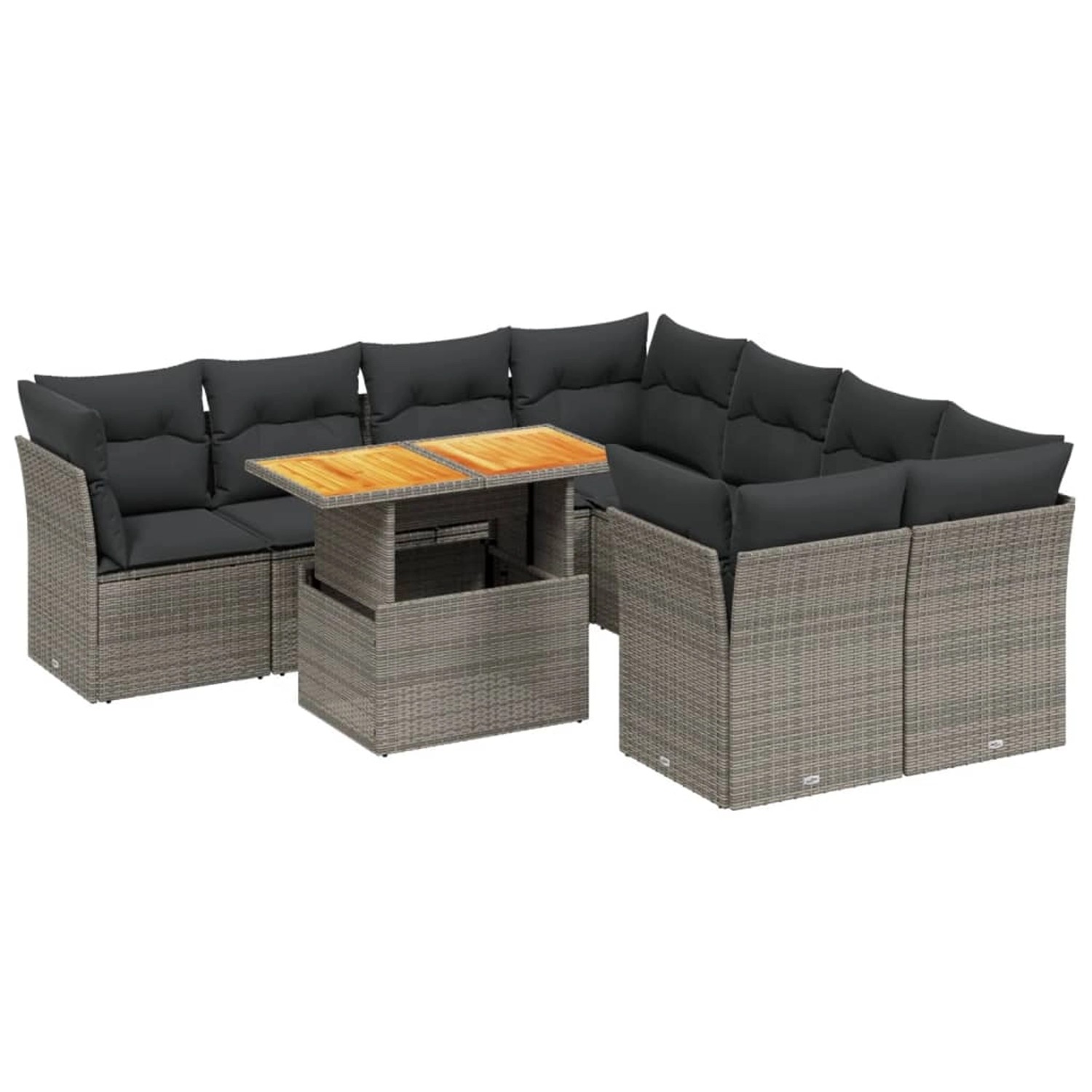 vidaXL 9-Tlg Garten-Sofagarnitur mit Kissen Grau Poly Rattan 3270724 günstig online kaufen