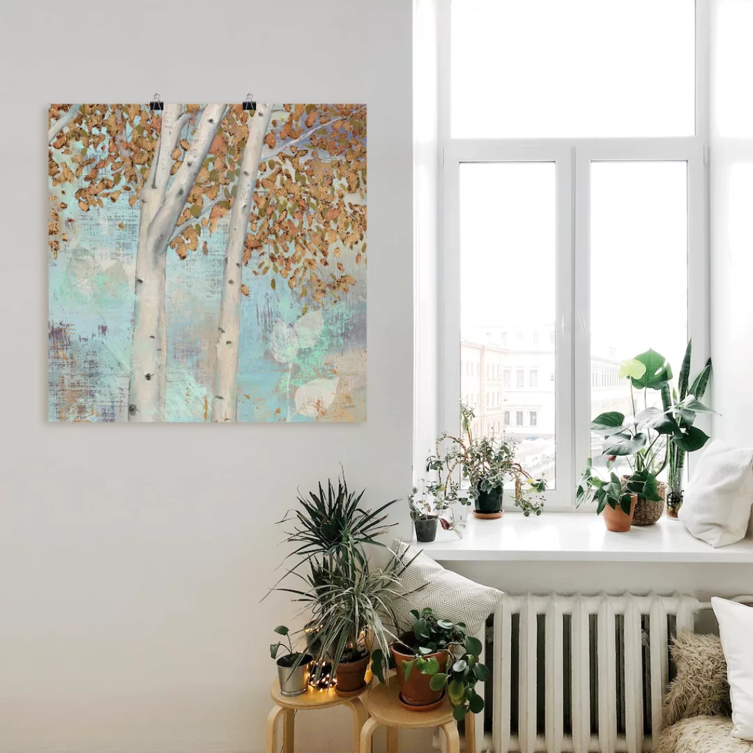 Artland Wandbild "Goldener Wald II", Bäume, (1 St.), als Leinwandbild, Post günstig online kaufen