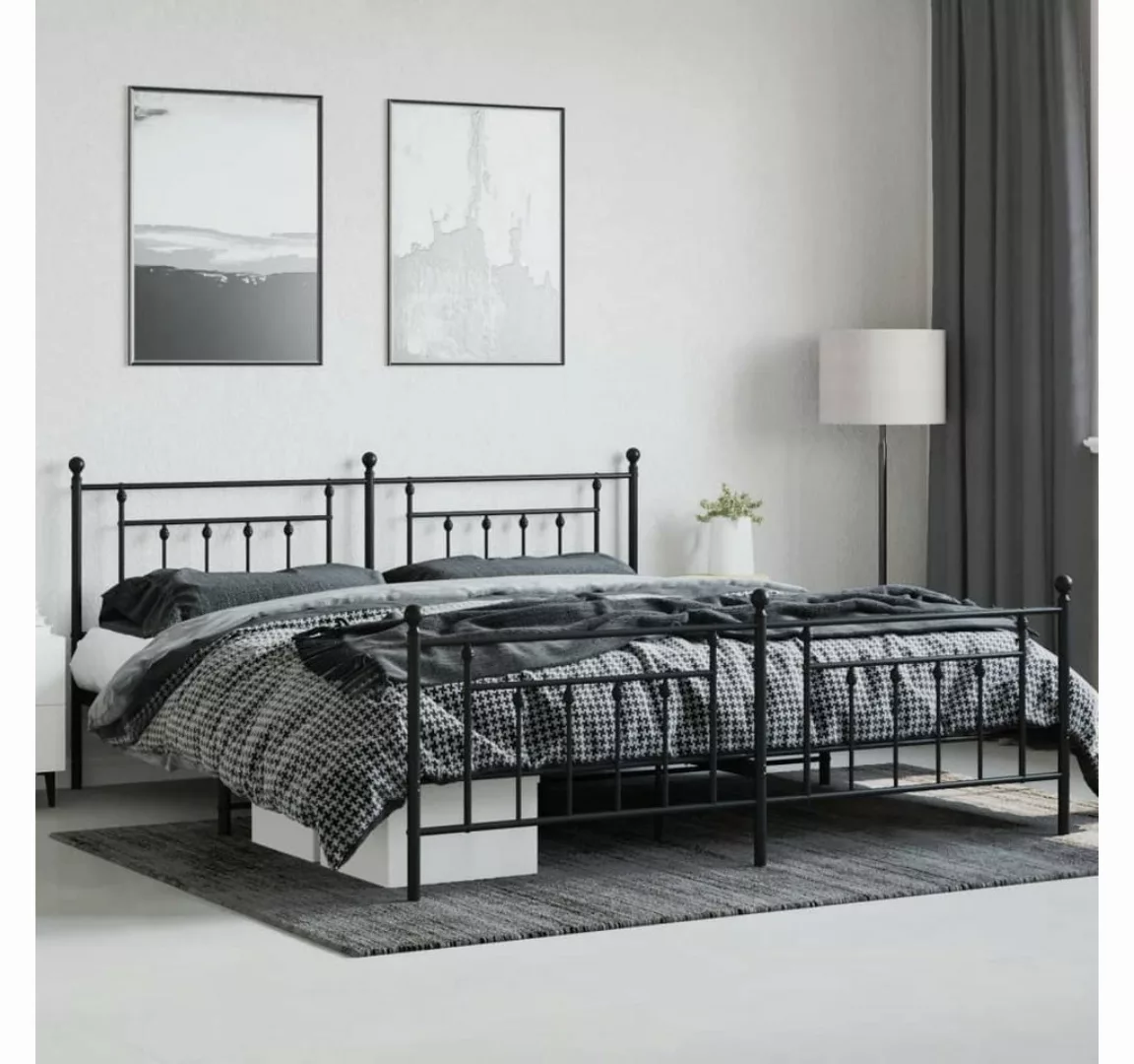 furnicato Bettgestell mit Kopf- und Fußteil Metall Schwarz 200x200 cm (1-tl günstig online kaufen