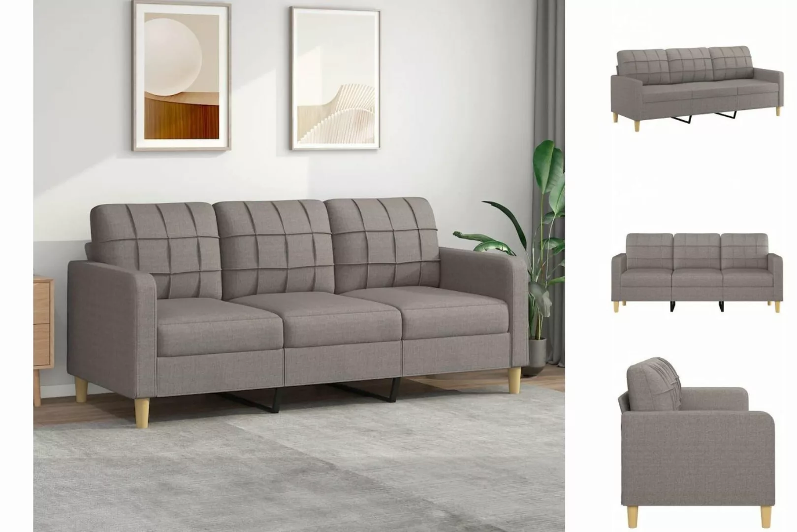 vidaXL Sofa 3-Sitzer-Sofa Couch Taupe 180 cm Stoff günstig online kaufen