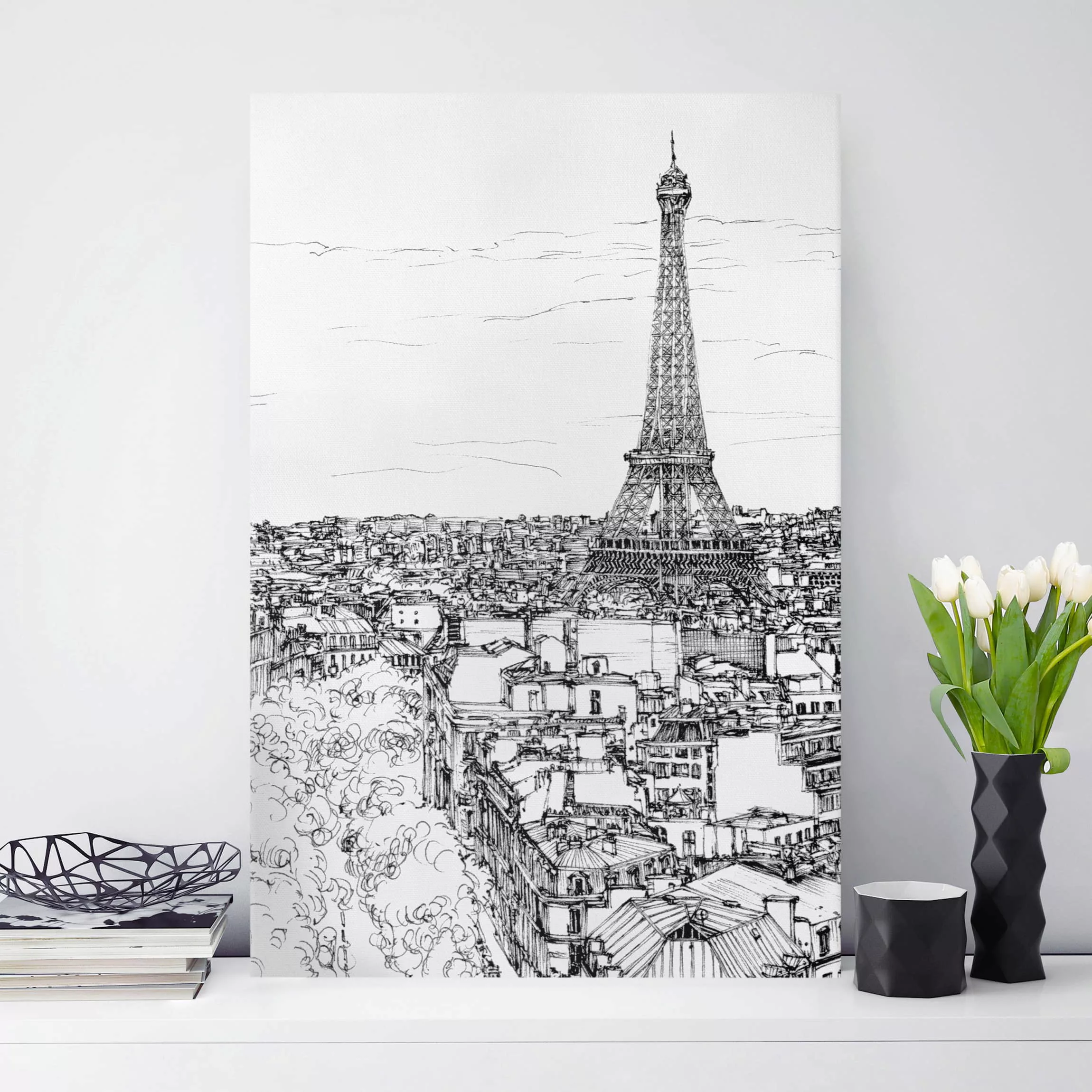 Leinwandbild Architektur & Skyline - Hochformat Stadtstudie - Paris günstig online kaufen