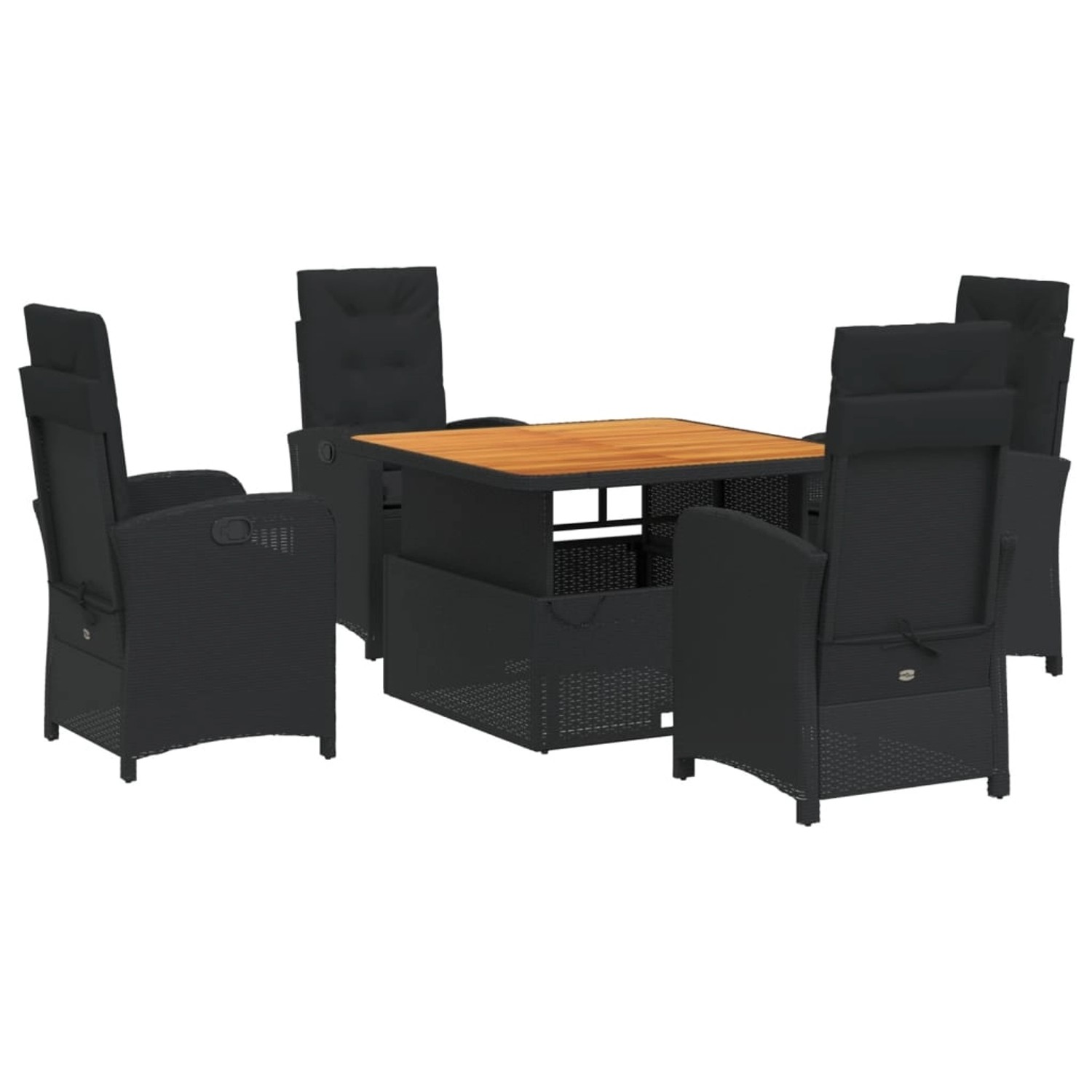 vidaXL 5-Tlg Garten-Essgruppe mit Kissen Schwarz Poly Rattan 3277329 günstig online kaufen