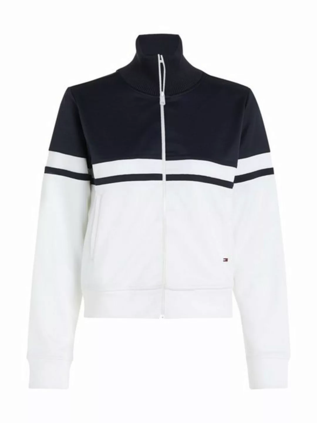 Tommy Hilfiger Sweatjacke BLOCKED STRIPE REG ZIPTHRU HWK mit Logostickerei günstig online kaufen