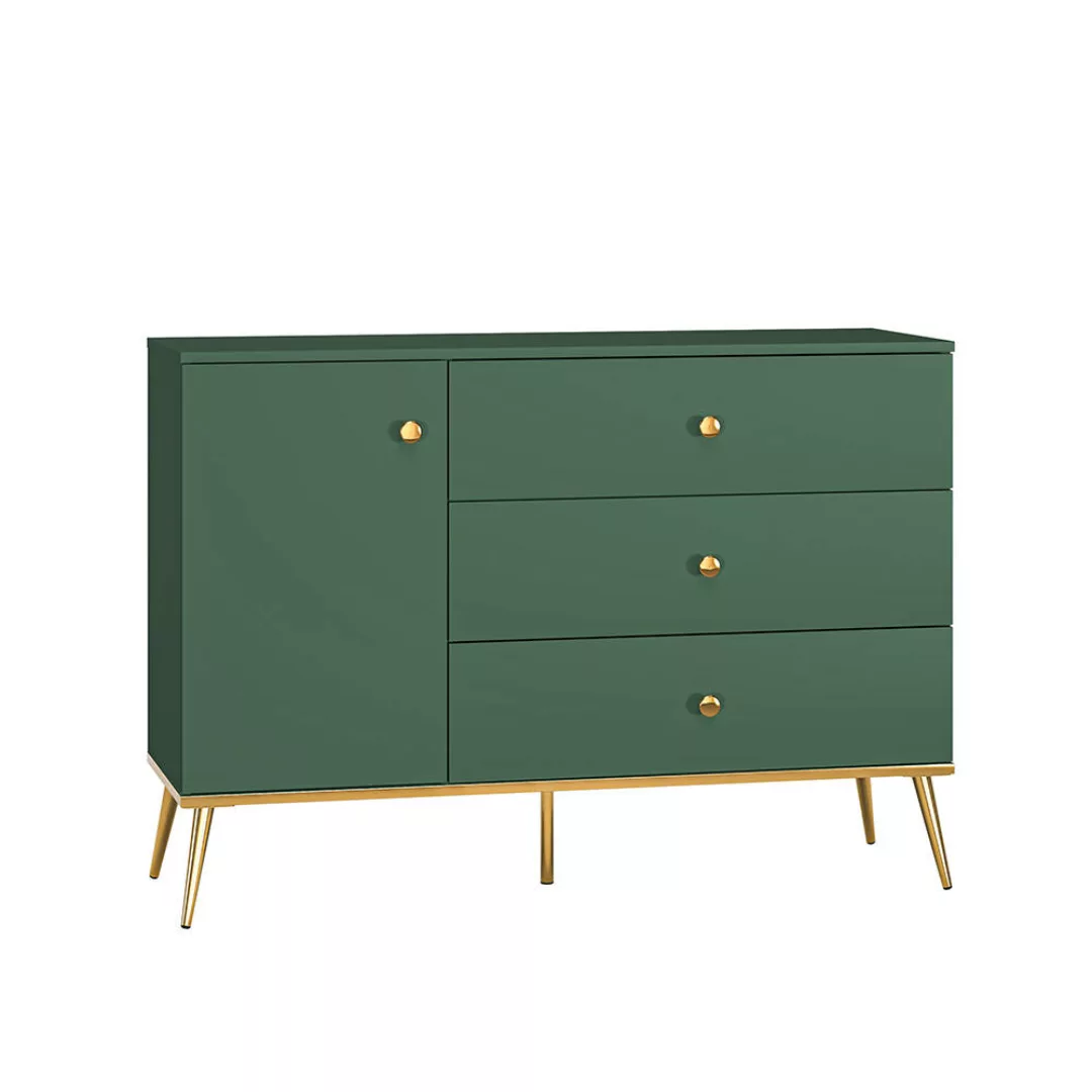 Sideboard, 120cm breit, in grün mit goldfarbenen Griffen und Füßen FASANO-1 günstig online kaufen