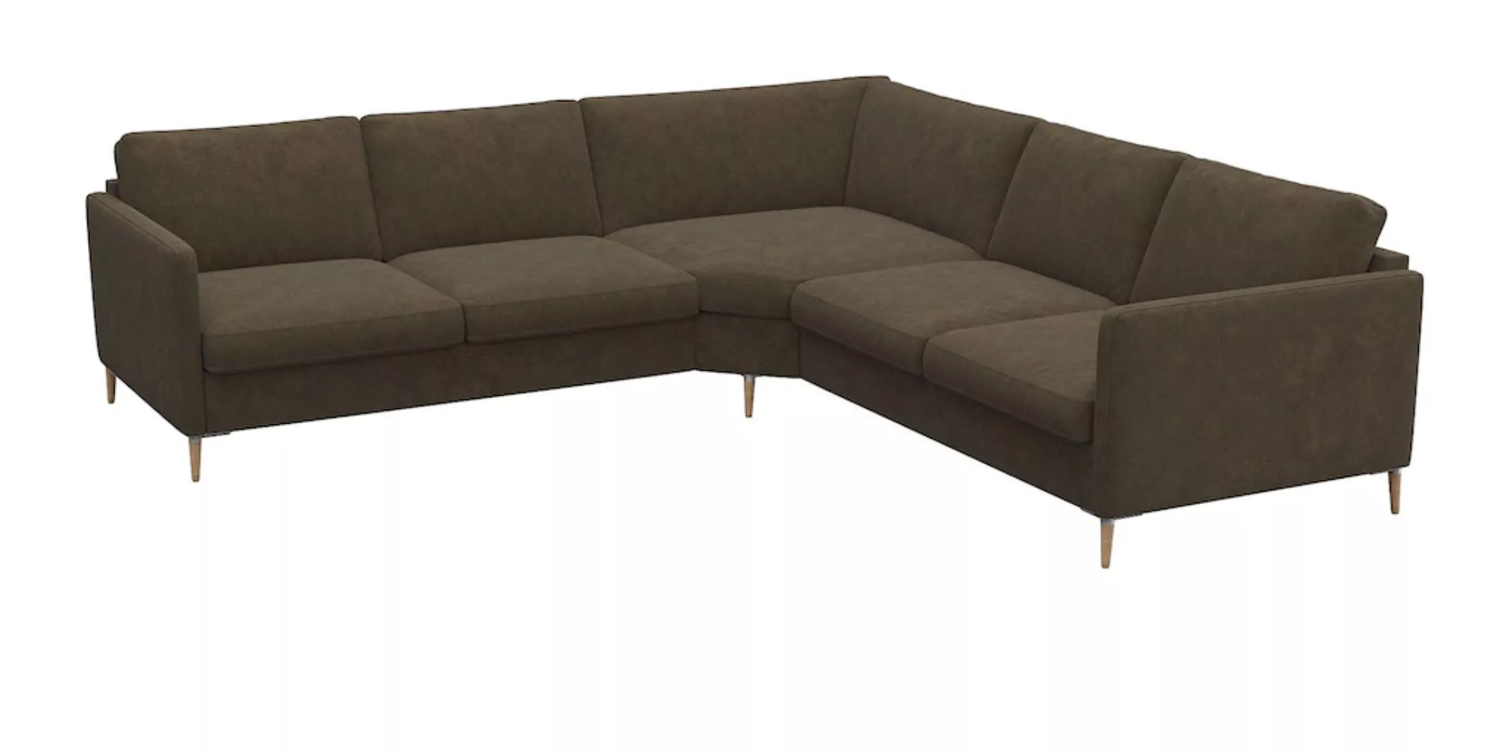 FLEXLUX Ecksofa "Fiore", schmale Armlehnen, Kaltschaum, Füße Alu+ Eiche günstig online kaufen